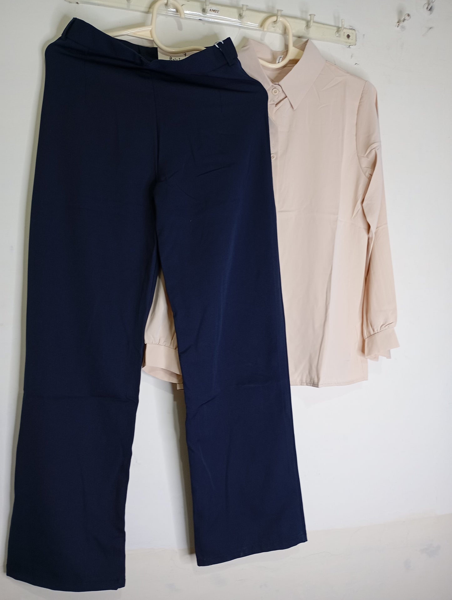BIEGE SHIRT WITH NAVY BLUE PANT
