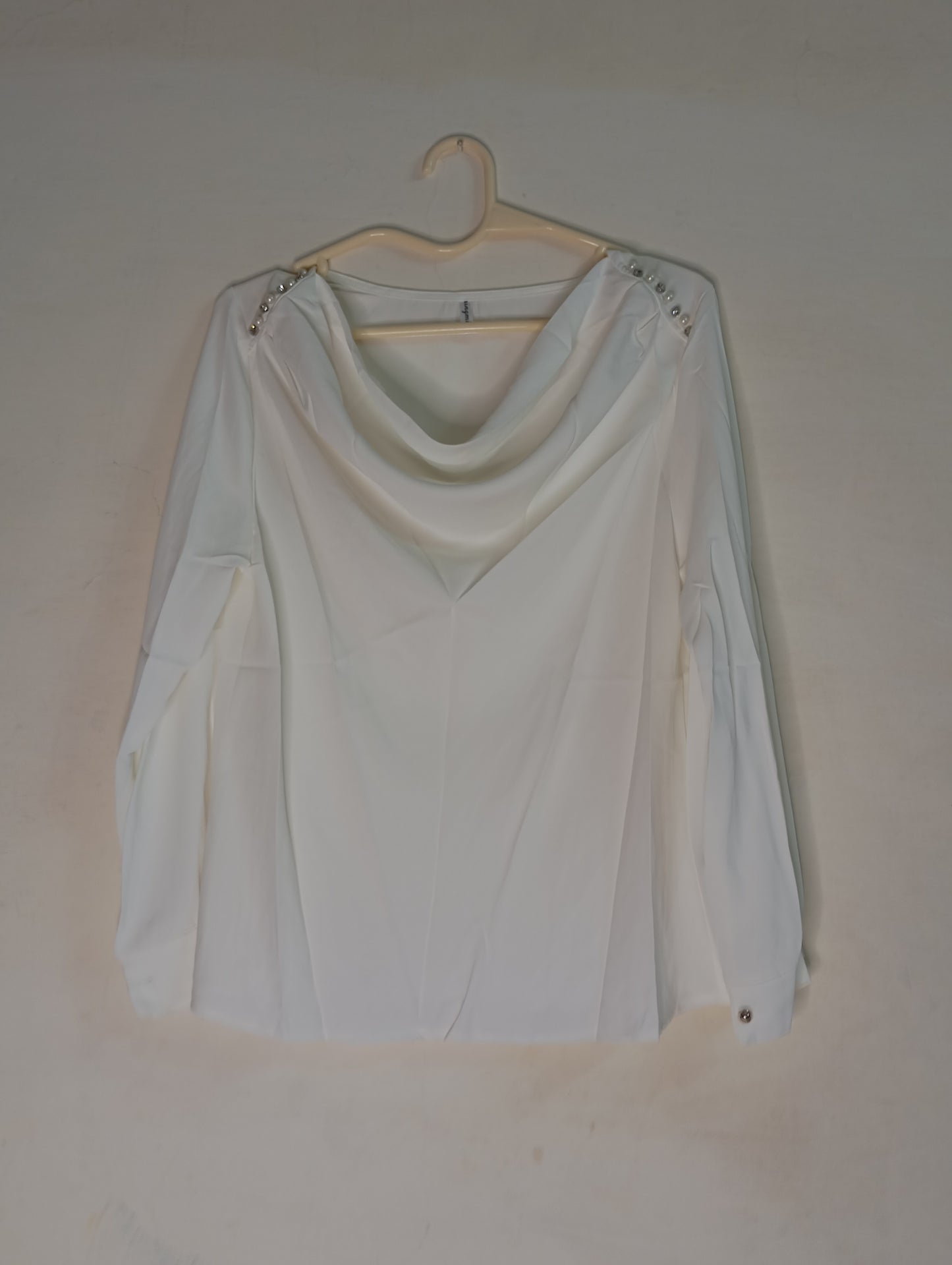 Cowl neck top with emblishment (white)
