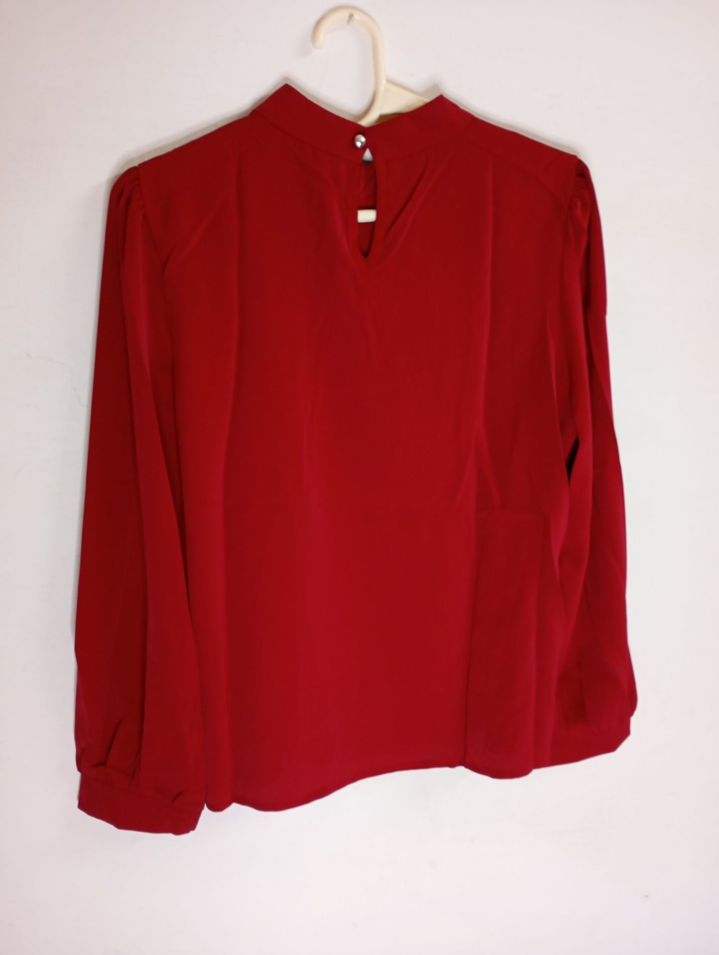 cherry red Blouse with Pearl Embellishments