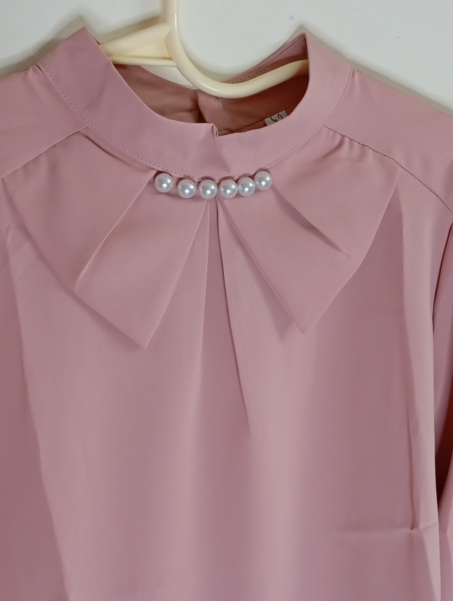 Dusty Pink Blouse with Pearl Embellishments