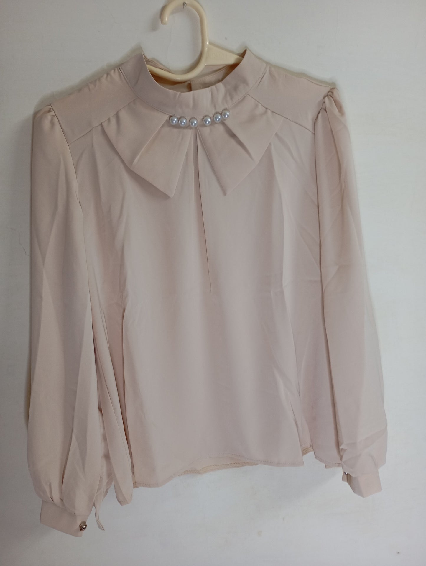 light brown Blouse with Pearl Embellishments