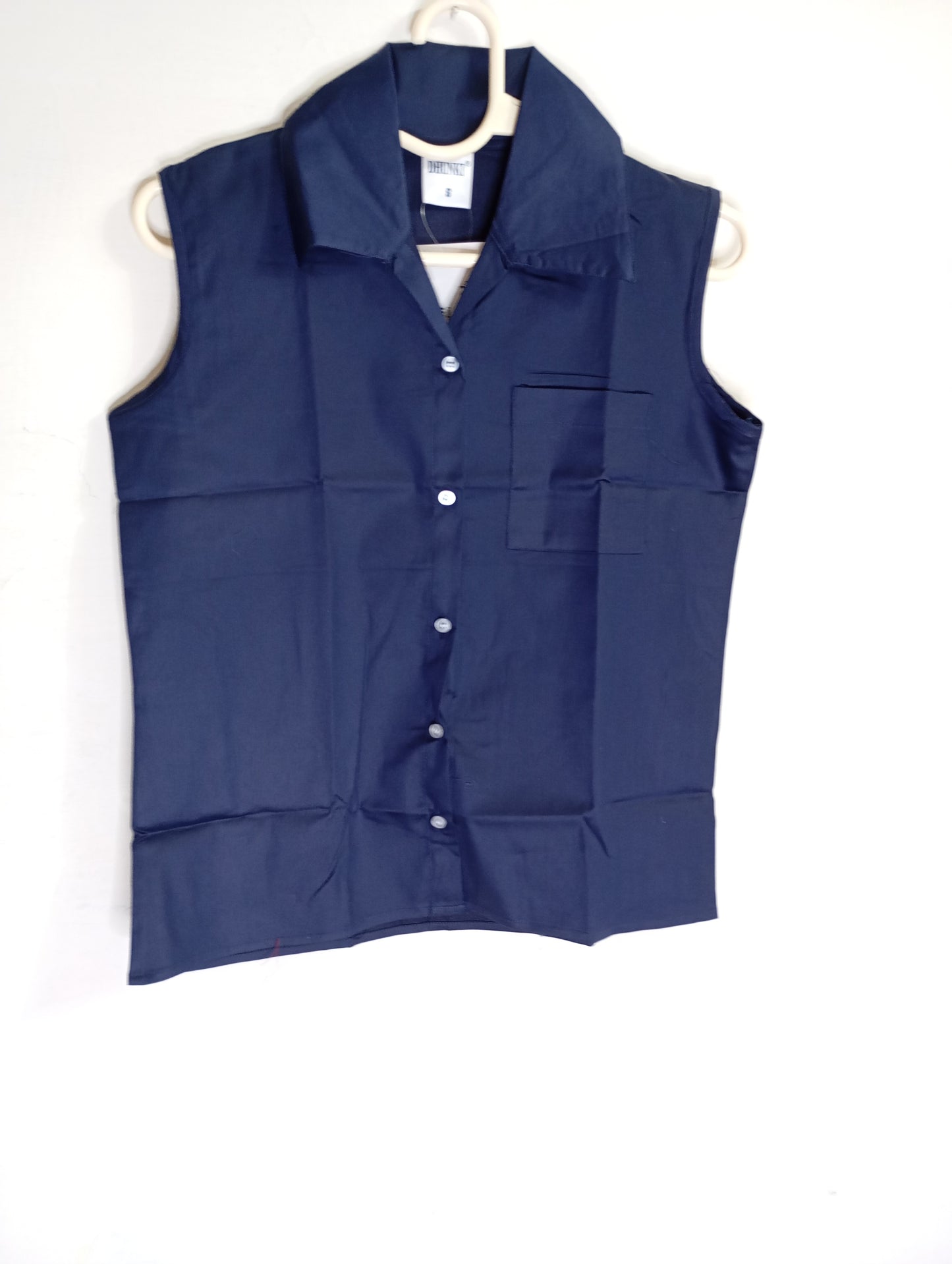 NAVY BLUE BUTTON DOWN SHIRT SLEEVELESS