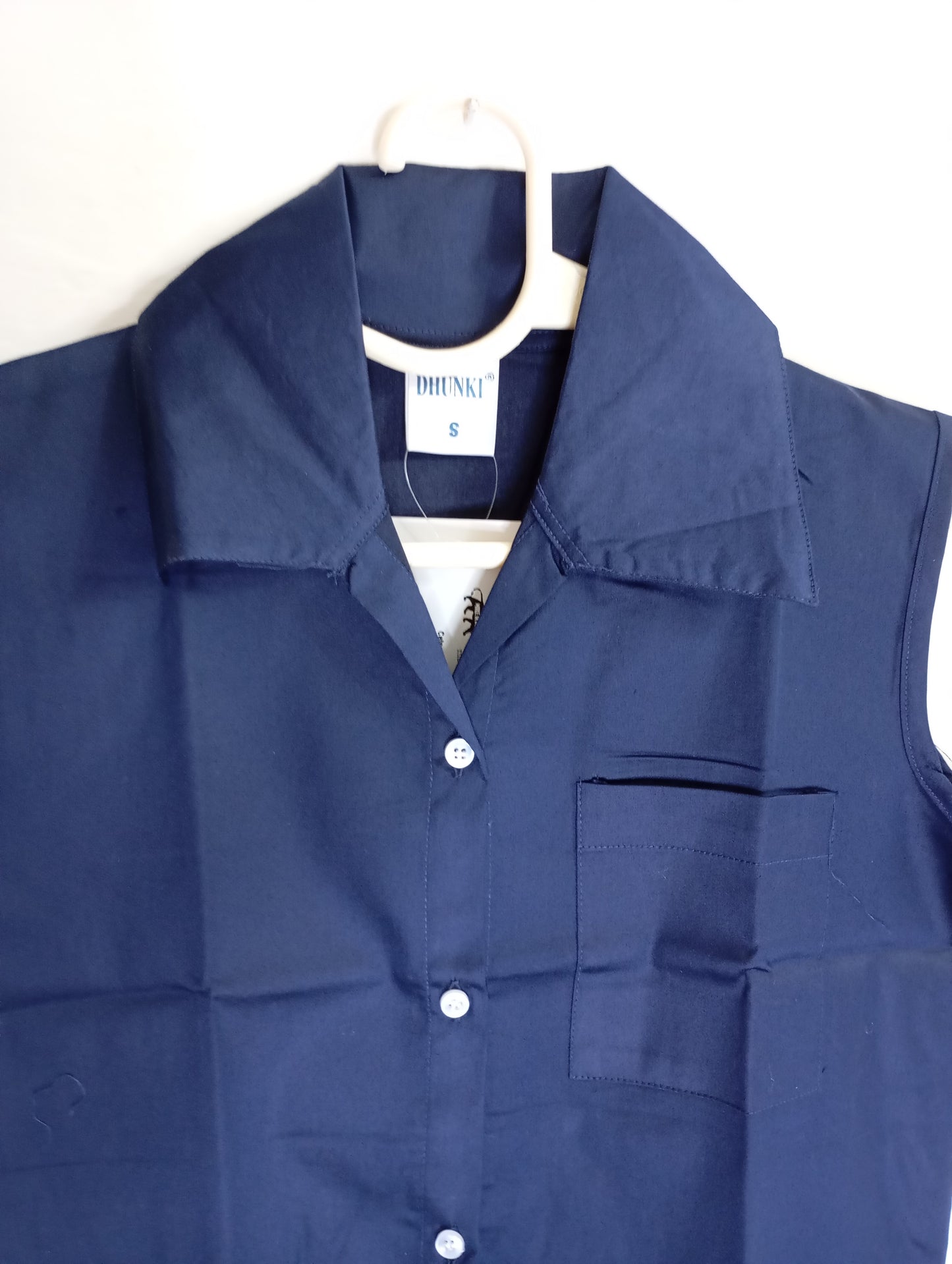 NAVY BLUE BUTTON DOWN SHIRT SLEEVELESS