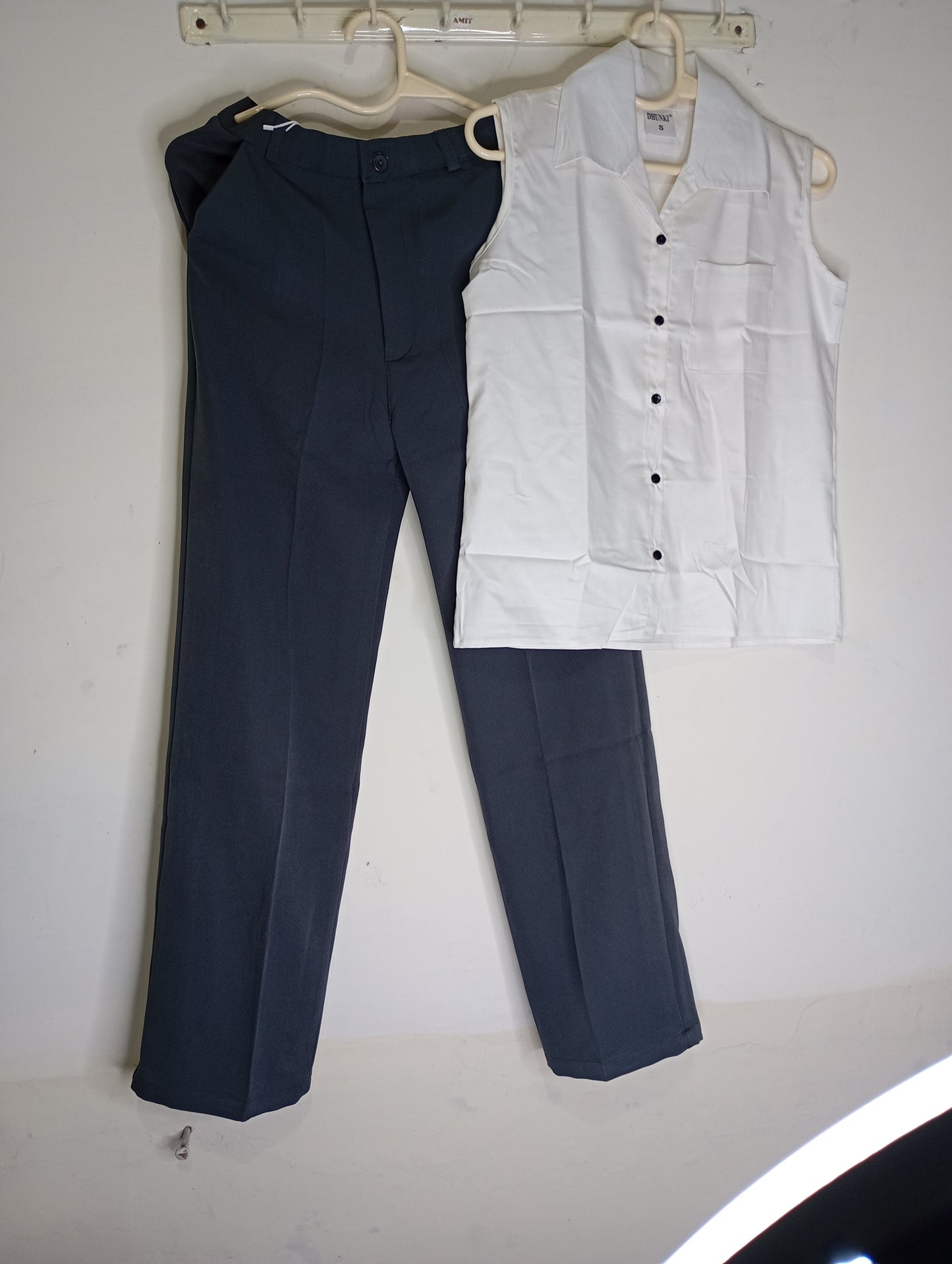 DARK GREY PANT WITH WHITE SHIRT