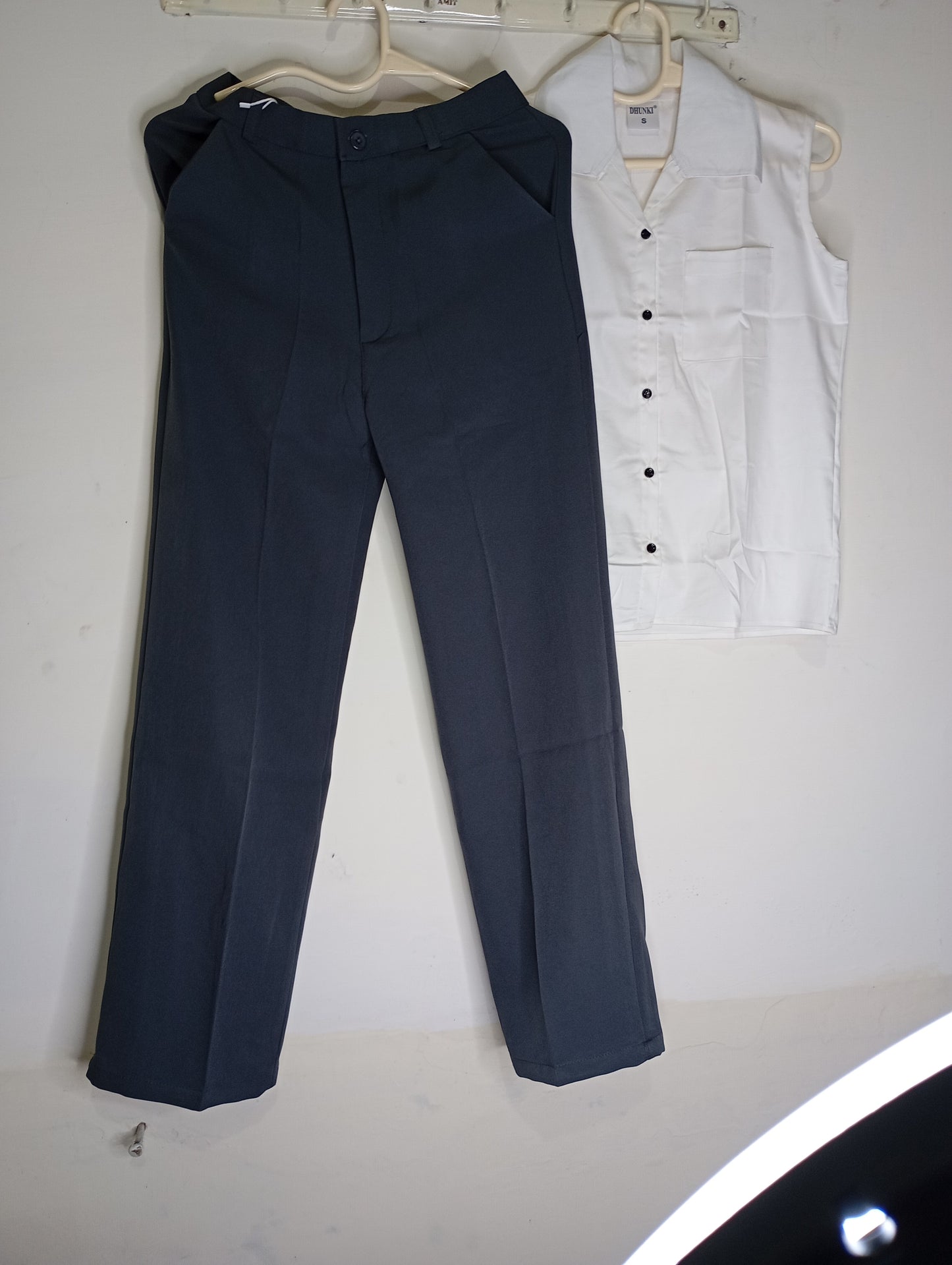 DARK GREY PANT WITH WHITE SHIRT