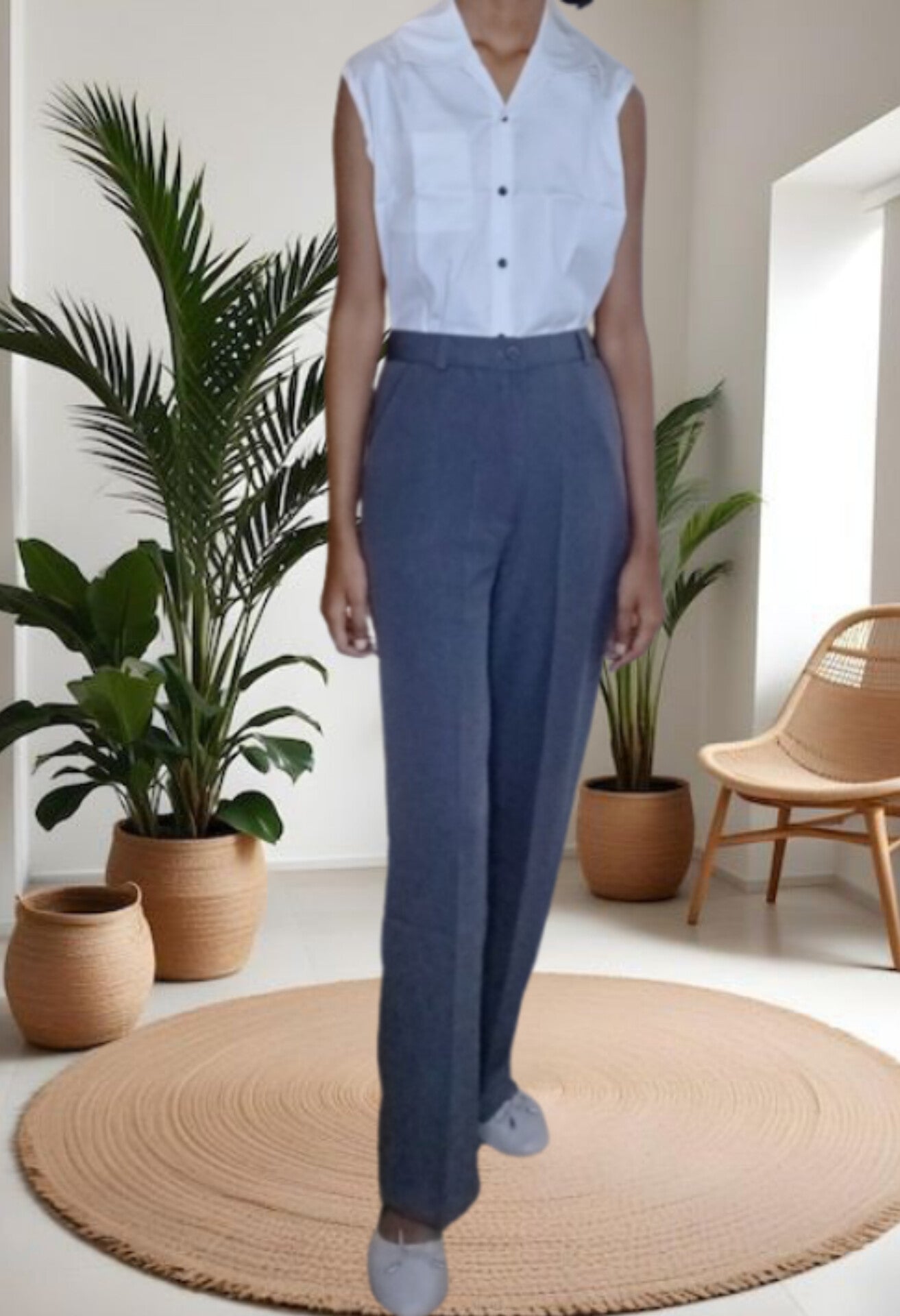 DARK GREY PANT WITH WHITE SHIRT