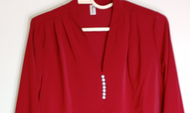 V NECK TOP CHERRY RED