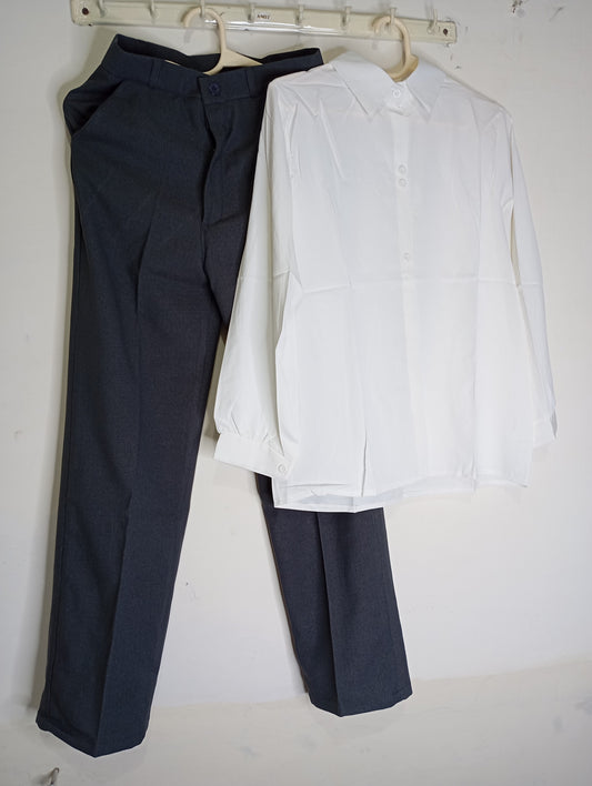 GREY PANT WITH WHITE SHIRT