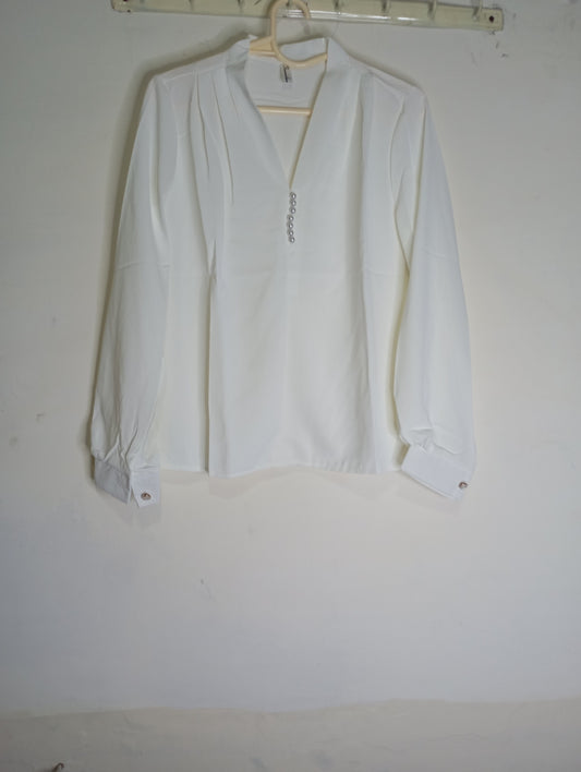 V NECK TOP WHITE