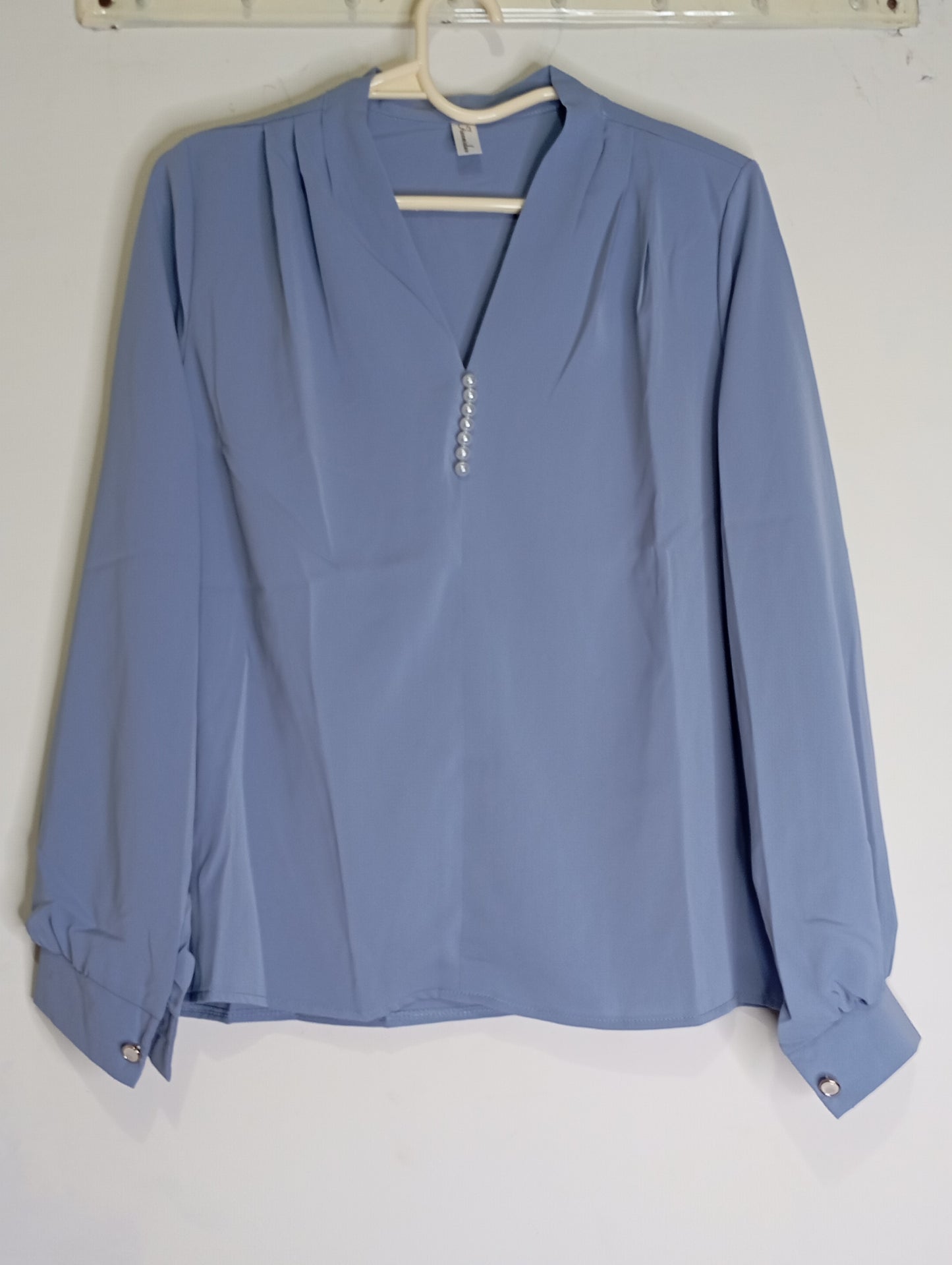 V NECK TOP BLUE