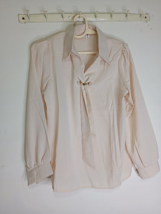 beige top  with Decorative Tie