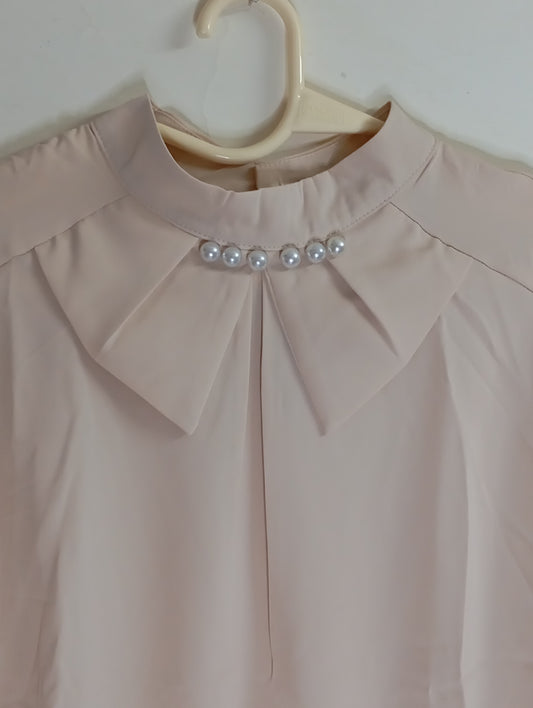 light brown Blouse with Pearl Embellishments