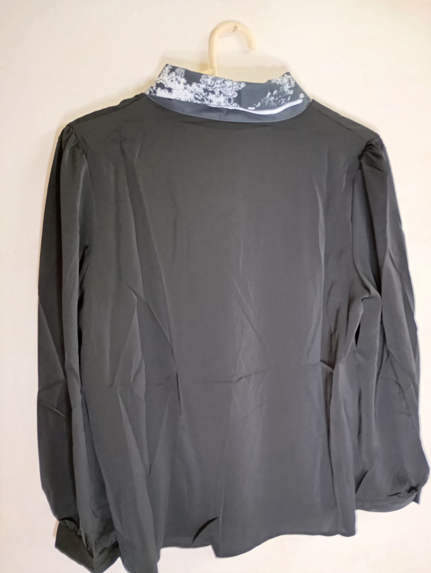 Black top with Printed Scarf Neck