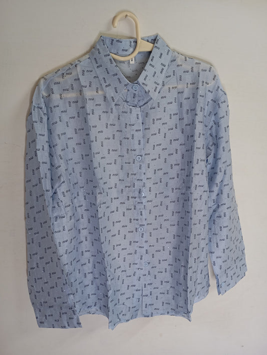 BLUE LOGO PRINTED SHIRT