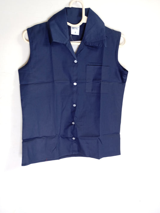 NAVY BLUE BUTTON DOWN SHIRT SLEEVELESS